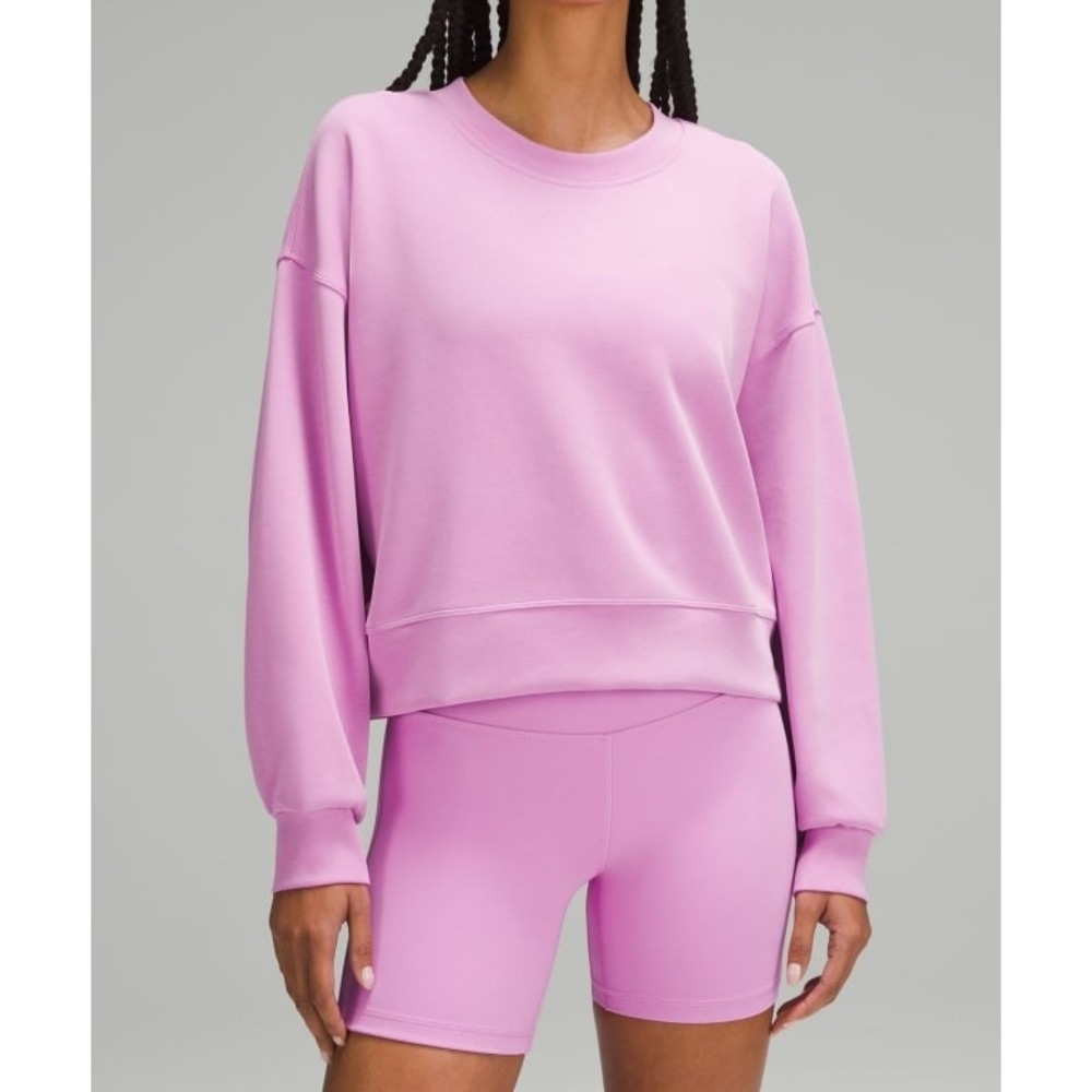 Lululemon Perfectly Oversized Crop Crew Pullover Pink LW3GL9S Size 6